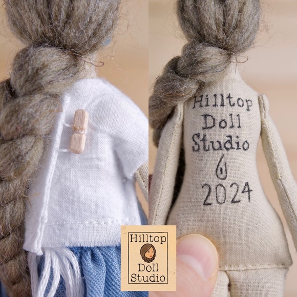 Mini Fabric Doll "Mae" Handcrafted Textile Cloth Heirloom Primitive Doll - Picture 8 of 8